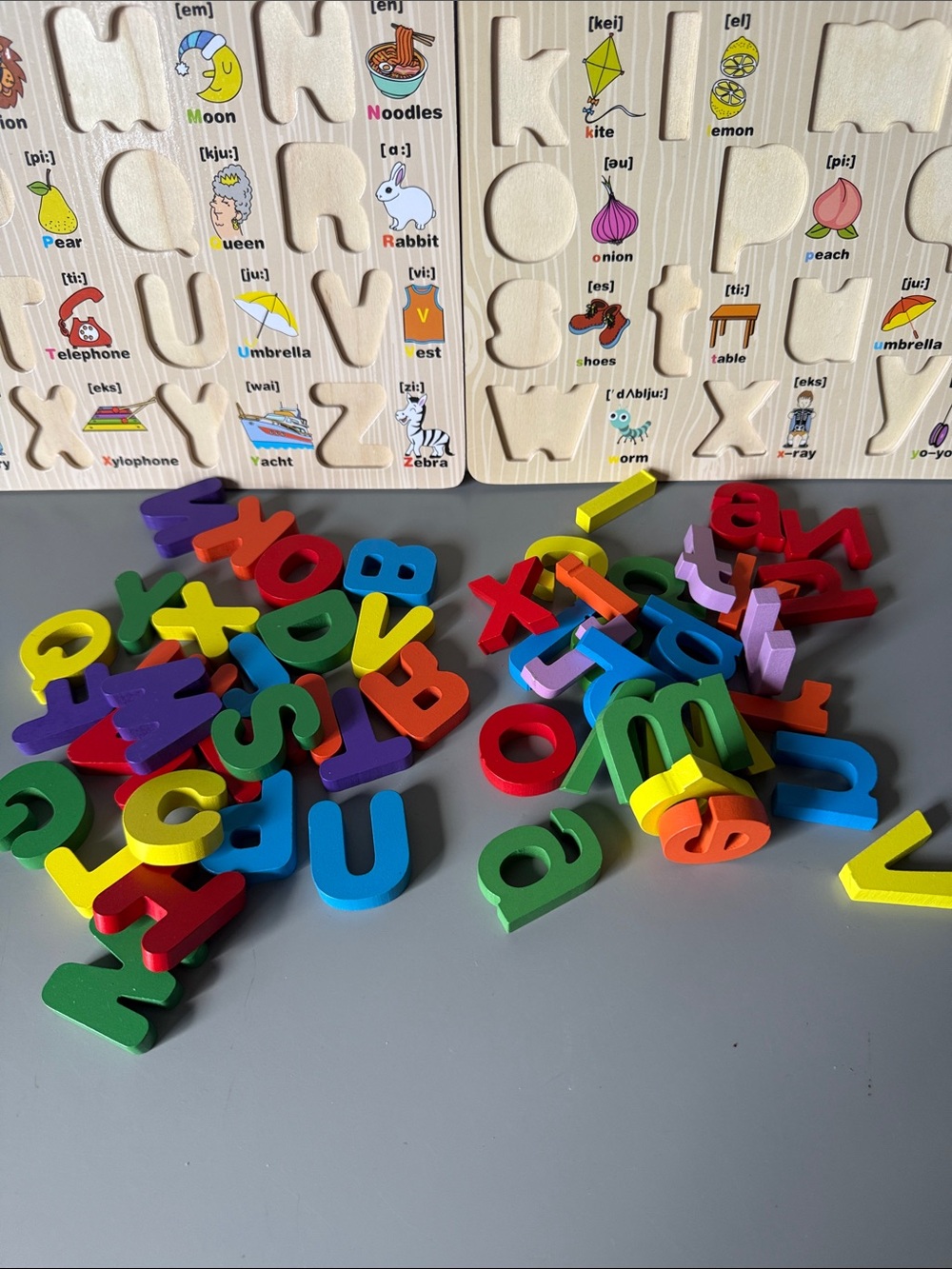 Wooden Alphabet Upper and Lower  Case Letters Puzzle with Multicolor Letters - Picture 4 of 6
